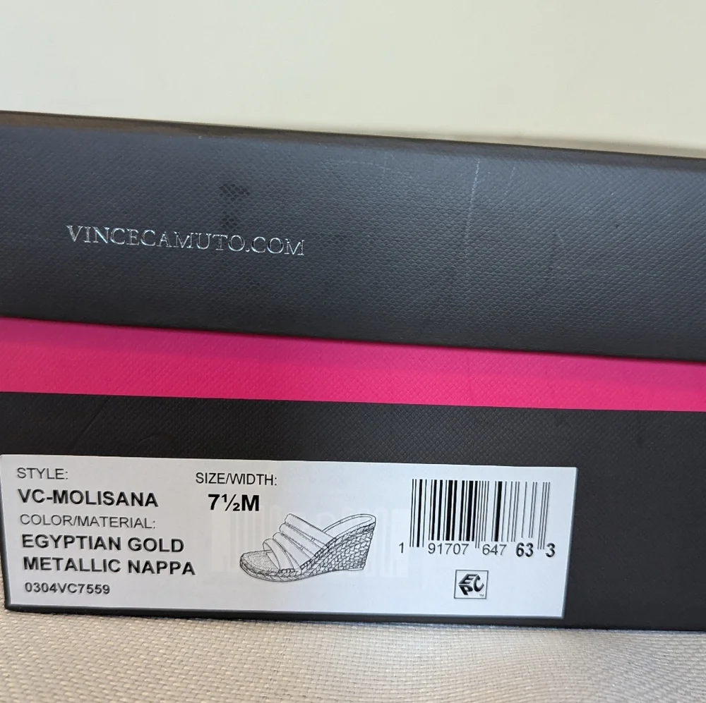 Vince Camuto Metallic Gold Espadrille Slide Sandals